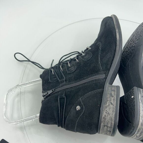 Earth Boone Booties Womens 8.5 Side Zip Block Heel Leather Upper Black - Picture 9 of 15